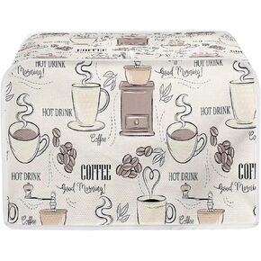 Mumeson Coffee Print Toaster Covers Kitchen Accessories Decor Bread Maker Oven Protector Covers 2 Slice Toaster Dust Proof Fingerprint Covers Kitchen Decoration