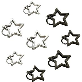 8 Pack Star Shaped Carabiner, Zinc Alloy Heavy Duty Star Keychain Clips Available in 2 Sizes and 2 Colors Perfect for Camping Hiking Fishing Star Shaped Carabiners