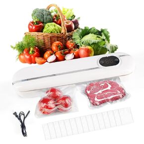 Vacuum Sealer, Food Vacuum Sealer Machine, Vacuum Sealer Machine, Single Sealing/Vacuum Sealing Two Modes, With LED Display, Includes 10 Vacuum Sealer Bags