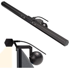 Computer Monitor Light Bar - LED Desktop/Home/Office Lamp - Rotatable Gravity Ball - Fits 0.3"-1.6" Thick Screens - 3 Color & 10 Brightness Levels