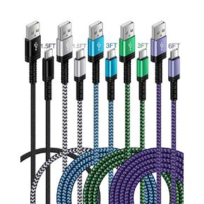 AILKIN 5Pack USB to USB C Charger Cable for iPhone 16 15/15 Pro/15 Pro Max/15 Plus, Fast Charging Android Samsung Galaxy S24 Ultra S23+ S22+ USBC Type-C Cables Pixel 9 Pro 8 7 7a, Auto Car Multi Cord
