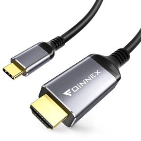 FOINNEX USB C to HDMI Cable 4K, 6.6FT Type C HDMI Cable Unidirectional for iPhone 15 Series, MacBook, iMac, iPad Pro, Surface