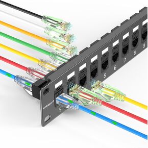 Patch Panel 12 Port Cat6 10 Inch with Coupler Keystone, Cat6 Network Patch Panel 10G No Punch Down, Time-Saver Ethernet 1U Rj45 Patch Panel, Rackmount Mini Coupler Patch Panel