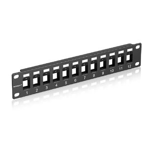 12 Port Blank Keystone Patch Panel with Snap-in Design, Cat6 Network Patch Panel 1U 10 inch, Rack Mount Ethernet Patch Panel (for Slim Keystone Only)