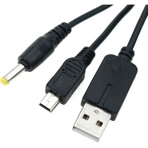 أسود 2 في 1 شاحن سلك الطاقة USB كبل شحن البيانات الحبل لكابلات ومحولات وحدة التحكم PSP 1000 2000 3000