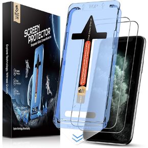 MAGIC JOHN 2 Pack for iPhone 11 Pro Max/XSMAX 6.5 inch Tempered Glass Screen Protector, Auto Dust-Elimination Installation, Bubble Free, HD Clear, Easy Installation