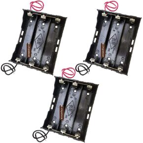 18650 Battery Case Holder, 3 Pcs 3 Slots x 3.7V 11.1 Volt DIY Battery Storage Box, in Parallel Black Plastic Batteries Case for 3 x 18650 Ltvystore