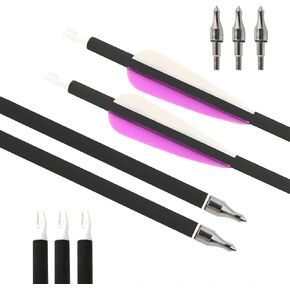 SHARROW Archery Carbon Arrows 30 Inch Hunting Arrows Target Practice Spine 500 with 3" Arrow Vanes Removable Tips Arrow Quiver for Recurve & Compound Bo