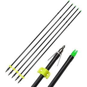 AMEYXGS 6/12pcs Bowfishing Arrows Archery Fiberglass Arrow Bow Fishing Arrow with Broadheads and Safty Slides for Compound and Bow Recurve Bow Fishing Hunting