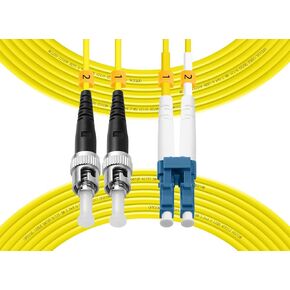 Fibergaga-OS2 LC/UPC to ST/UPC Fiber Patch Cable,Single-Mode Fiber, Duplex 9/125µm,OD 2.0mm Fiber Optic Cable,Jumper Optical Patch Cord,Length Option: 1M(3ft)-100M(328ft)-2M(7ft)