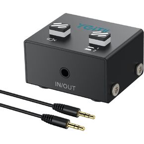 3.5mm Audio Switcher, 1 in 2 Out & 2 in 1 Out Bi-Directional Switcher, Mute Function,Easy Change 1x2 2x1 3.5mm Stereo Audio Switch Splitter 2 Ports Aux Selector for PC TV Phone Laptop Headphone