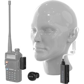 Wireless Headset with Clear Acoustic Tube Earpiece and 2 Pin Dongle,Walkie Talkie Headset with PTT Microphone for BaoFeng Kenwood Btech Radios & More(Not Compatible with Motorola/Midland)