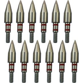 100/125/150/175/200 Grains Stainless Steel Archery Field Points, Arrow Target Field Points in Archery Field Tips and Broadheads 1 Dozen 12 PCS (T 5/16″-125grains)