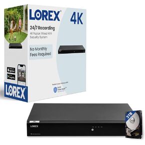 Lorex 4K 16 Camera Capable (Wired/Fusion WiFi) 3TB NVR System - Wired + Wireless Connectivity Capability, Remote Viewing, Local Storage & No Fees – Added Protection to Lorex Security Cameras