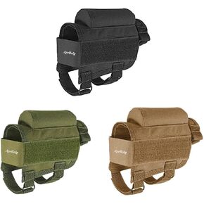 Rifle Buttstock, Adjustable Tactical Cheek Rest Pad Ammo Pouch with 7 Shells Holder for Hunting Shooting