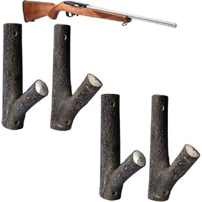 FIREHOOK Gun Rack Wall Mount, Natural Hardwood Gun Racks for Rifle Bow, Handmade Gun Wall Mount for Shotguns with Wider Buttstocks/Accessories,Rifle Rack for Storage Display