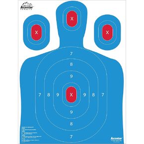 Ascentor Silhouette Shooting Target - Large Size 18 x 24 - Multiple Aiming Zones - Blue