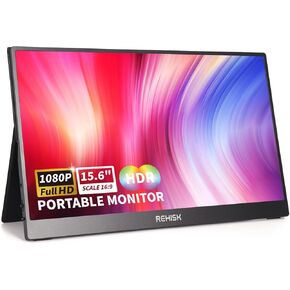 شاشة محمولة 15.6 بوصة FHD 1080P شاشة كمبيوتر محمول IPS للعناية بالعين، شاشة كمبيوتر HDMI USB-C مع غطاء ذكي ومكبرات صوت مزدوجة، شاشة خارجية لجهاز Mac PC Phone PS4/5 Xbox Switch