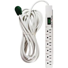 GoGreen Power 6 Outlet Surge Protector, 15ft cord, White - GG-16315-15