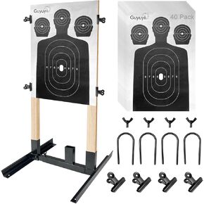 Guyuyii Adjustable Target Stand for Precision Shooting - Ideal for USPSA/IPSC/IDPA Practice, Competitions, and Backyard Sessions - Durable with 4 Metal Clips and Ground Nails for Indoor/Outdoor Use