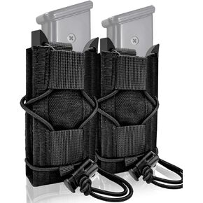 Molle Tactical Magazine Pouch, Pistol Double Mag Pouch 9mm, Outdoor Molle Open-Top Magazine Pouch for Glock M1911 92F