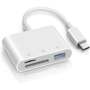 USB C SD Card Reader, 3 in 1 SD Card Reader with MicroSD/SD USB 3 Ports for iPhone 15/iPad/Mac/Laptop, USB-C/Type C Memory Card Adapter for iMac, iPad Pro Air Mini, MacBook Pro Air,Galaxy and More