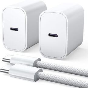 LISEN for iPad Charger Fast Charging,iPhone 16 Charger for iPad Pro 12.9/11 inch, iPad Air 5th/4th, iPad Mini 6,iPad 10th, iPhone 16/16 Plus/16 Pro/16 Pro Max/15 Series,6.6FT Cables,2 Pack,White