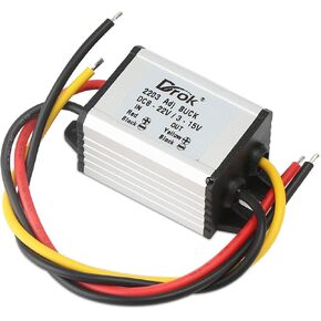 DROK Waterproof DC Buck Converter Voltage Regulator 8-22V to 3-15V 5V 12V 3A Adjustable Output Power Supply Transformer Step-Down Volt Module Board for Car Auto Vehicle Motor Regulated SR