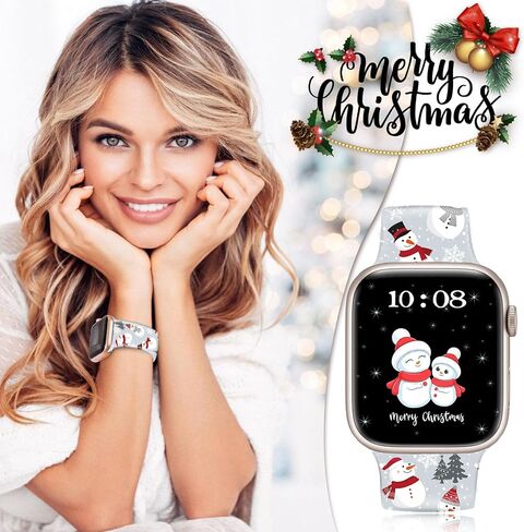Christmas Fall Halloween Watch Band for Apple Watch, Silicone Holiday Hello Autumn Printed Strap Replacement for iWatch 1 2 3 4 5 6 7 8 Ultra 38mm 40mm 41mm 42mm 44mm 45mm 49mm , Thanksgiving gift for women men in Kuwait