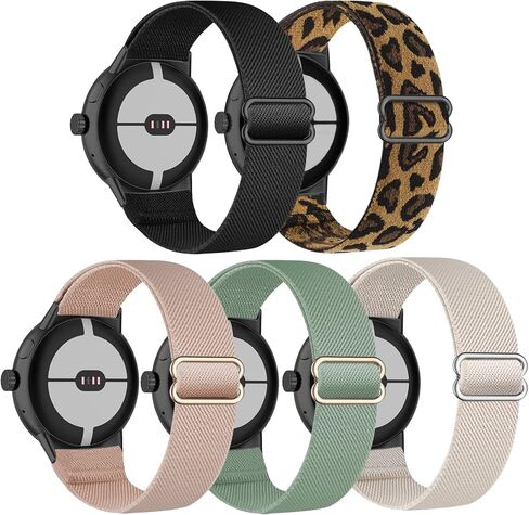 5 قطع من النايلون القابل للتمدد متوافقة مع ساعة Google Pixel Watch 3 مقاس 41 مم/ساعة Google Pixel 2/سوار ساعة Google Pixel للنساء والرجال، أشرطة مرنة قابلة للتعديل وأساور معصم رياضية ناعمة in Kuwait