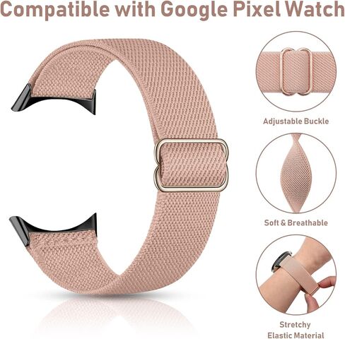 5 قطع من النايلون القابل للتمدد متوافقة مع ساعة Google Pixel Watch 3 مقاس 41 مم/ساعة Google Pixel 2/سوار ساعة Google Pixel للنساء والرجال، أشرطة مرنة قابلة للتعديل وأساور معصم رياضية ناعمة in Kuwait