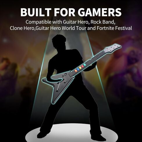 وحدة تحكم جيتار لاسلكية من DOYO لأجهزة PS4، وPS3، والكمبيوتر الشخصي، وRock Band 4، وClone Hero، ومهرجان Fortnite، ومتوافقة مع Guitar Hero & Rock، والتوصيل والتشغيل in Saudi Arabia