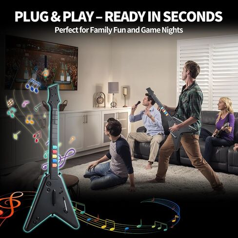 وحدة تحكم جيتار لاسلكية من DOYO لأجهزة PS4، وPS3، والكمبيوتر الشخصي، وRock Band 4، وClone Hero، ومهرجان Fortnite، ومتوافقة مع Guitar Hero & Rock، والتوصيل والتشغيل in Saudi Arabia