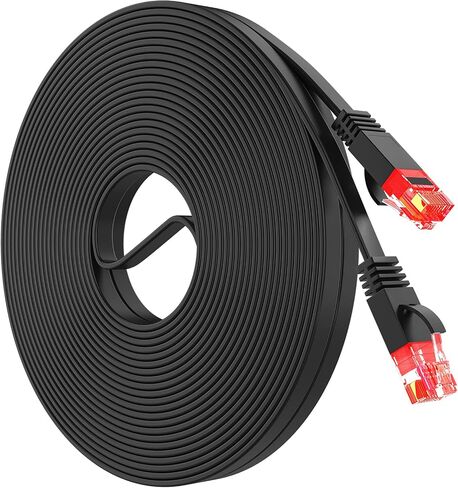 Cat 6 Ethernet Cable 100 ft,High Speed Flat White Cat 6 Internet Network Patch Cord,Long Ethernet Cable with Snagless Rj45 Connectors and Cable Clips-(100 Feet) in Saudi Arabia