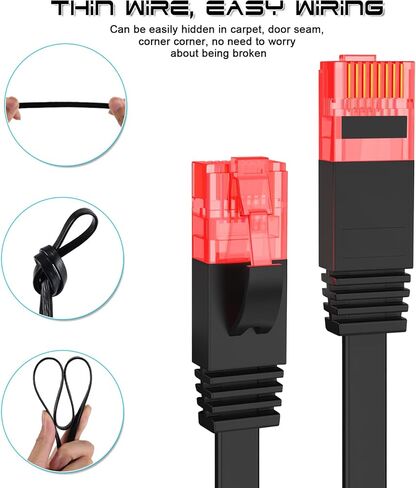 Cat 6 Ethernet Cable 100 ft,High Speed Flat White Cat 6 Internet Network Patch Cord,Long Ethernet Cable with Snagless Rj45 Connectors and Cable Clips-(100 Feet) in Saudi Arabia