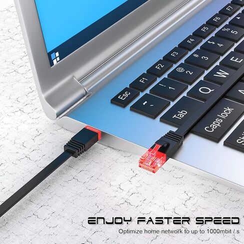 Cat 6 Ethernet Cable 100 ft,High Speed Flat White Cat 6 Internet Network Patch Cord,Long Ethernet Cable with Snagless Rj45 Connectors and Cable Clips-(100 Feet) in Saudi Arabia