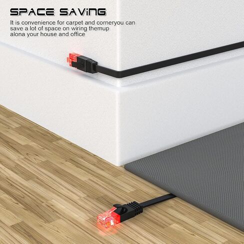 Cat 6 Ethernet Cable 100 ft,High Speed Flat White Cat 6 Internet Network Patch Cord,Long Ethernet Cable with Snagless Rj45 Connectors and Cable Clips-(100 Feet) in Saudi Arabia
