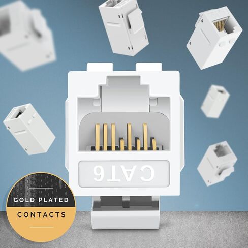 مقرنة حجر الزاوية Everest RJ45 CAT6 باللون الأبيض (24 حزمة) - مقرنة RJ45، مقرنة إيثرنت، مقرنة Cat6، مقرنة إيثرنت كيستون، مقرنة Cat 6، مقابس Cat6 Keystone، مقبس Cat 6 Keystone، مقرنة RJ45 Keystone in Saudi Arabia