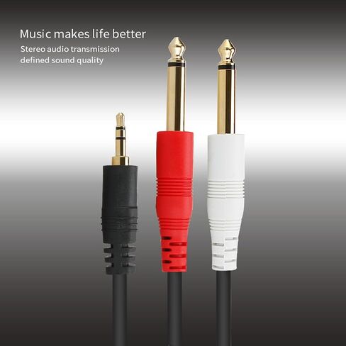 1/8 TRS to Dual 1/4 Audio Cable, 3.5mm TRS to 6.35mm Dual 1/4 TS Mono Y Splitter Audio Cable Adapter for SMA rtphone, Computer, Mixer, Amplifier Speaker, Home Stereo System (5FT) in Saudi Arabia