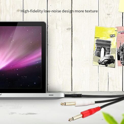 1/8 TRS to Dual 1/4 Audio Cable, 3.5mm TRS to 6.35mm Dual 1/4 TS Mono Y Splitter Audio Cable Adapter for SMA rtphone, Computer, Mixer, Amplifier Speaker, Home Stereo System (5FT) in Saudi Arabia