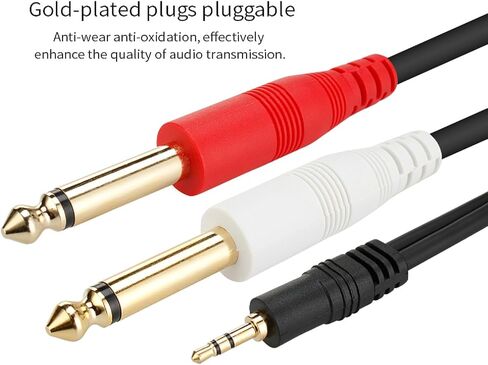 1/8 TRS to Dual 1/4 Audio Cable, 3.5mm TRS to 6.35mm Dual 1/4 TS Mono Y Splitter Audio Cable Adapter for SMA rtphone, Computer, Mixer, Amplifier Speaker, Home Stereo System (5FT) in Saudi Arabia