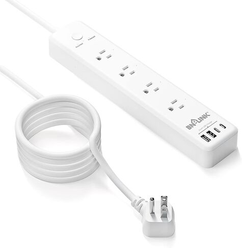 شريط طاقة محمي بقوة 1875 وات من BN-LINK مع PD 20 وات شحن سريع USB-C، سلك تمديد مسطح بطول 5 أقدام، 4 منافذ و4 منافذ USB، حماية من الحمل الزائد، حامل على الحائط، للمنزل والمكتب، مدرج في قائمة ETL، 1200J in Kuwait