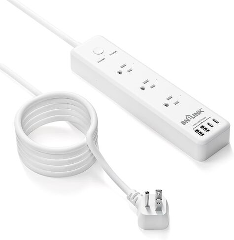 شريط طاقة محمي بقوة 1875 وات من BN-LINK مع PD 20 وات شحن سريع USB-C، سلك تمديد مسطح بطول 5 أقدام، 4 منافذ و4 منافذ USB، حماية من الحمل الزائد، حامل على الحائط، للمنزل والمكتب، مدرج في قائمة ETL، 1200J in Kuwait