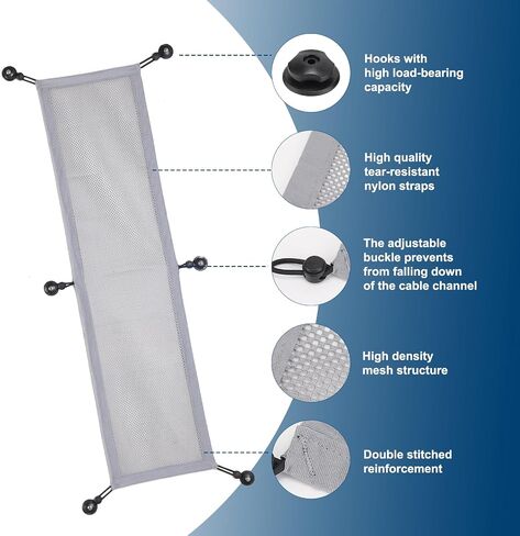 Cable Management Net Under Desk, Cable Manager Kit,Flexible Under Desk Mesh, PC Cable Organization,Hide Cables for Desktop(Grey, 26 * 9.5Inches) in Saudi Arabia