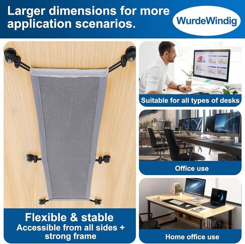 Cable Management Net Under Desk, Cable Manager Kit,Flexible Under Desk Mesh, PC Cable Organization,Hide Cables for Desktop(Grey, 26 * 9.5Inches) in Saudi Arabia