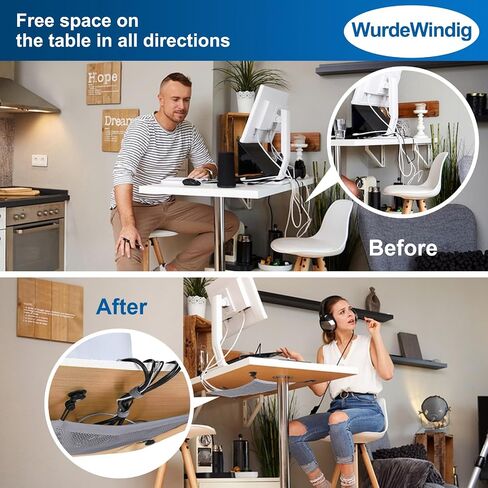 Cable Management Net Under Desk, Cable Manager Kit,Flexible Under Desk Mesh, PC Cable Organization,Hide Cables for Desktop(Grey, 26 * 9.5Inches) in Saudi Arabia