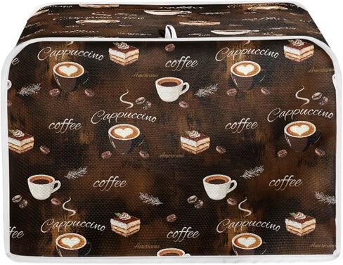 Mumeson Coffee Print Toaster Covers Kitchen Accessories Decor Bread Maker Oven Protector Covers 2 Slice Toaster Dust Proof Fingerprint Covers Kitchen Decoration in Kuwait