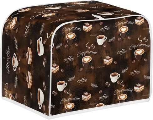 Mumeson Coffee Print Toaster Covers Kitchen Accessories Decor Bread Maker Oven Protector Covers 2 Slice Toaster Dust Proof Fingerprint Covers Kitchen Decoration in Kuwait