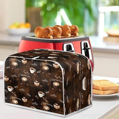 Mumeson Coffee Print Toaster Covers Kitchen Accessories Decor Bread Maker Oven Protector Covers 2 Slice Toaster Dust Proof Fingerprint Covers Kitchen Decoration in Kuwait