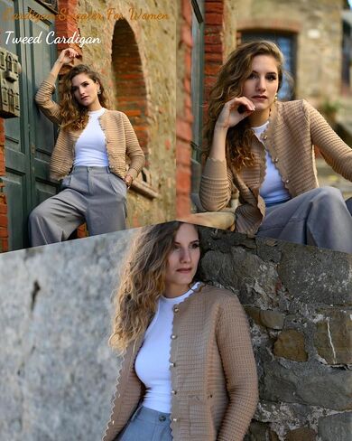 ZAFUL Women's Cardigan Sweaters 2024 Casual Long Sleeve Open Front Button Down Tweed Knit Cardigans Fall Jackets Outerwear in Saudi Arabia